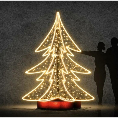 Eco Fix 3D LED šestiramenný strom, 300 × 400 × 300 cm, teple bílá, hliník