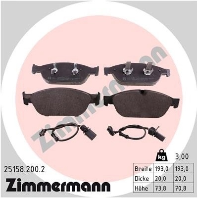 Sada brzdových destiček, kotoučová brzda ZIMMERMANN 25158.200.2