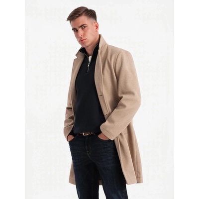 Ombre Clothing pánský crombie coat Gauddle béžová