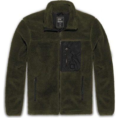 Vintage Industries mikina Kodi s podšívkou z fleece sherpa tmavě olivová
