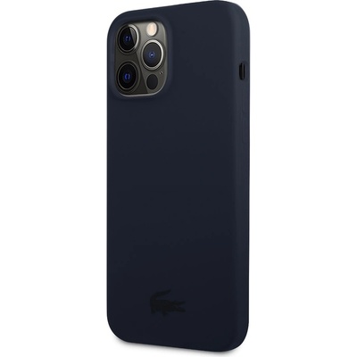 Lacoste Liquid Silicone Glossy Printing Logo Case - дизайнерски силиконов калъф за iPhone 13 Pro (тъмносин)