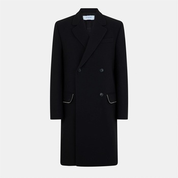 OFF WHITE Men's Structured Modern Cut Overcoat - Black