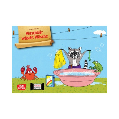 Waschbär wäscht Wäsche. Kamishibai Bildkartenset