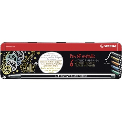Stabilo Pen 68 metallic 6 ks sada v plechu 6 různých metalických barev