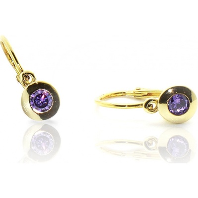 Jan Kos jewellery zlaté náušnice s fialovým kamenem 47100131