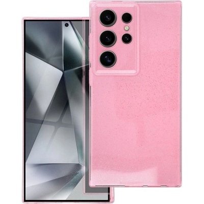 Samsung Силиконов калъф кейс CLEAR Case 2mm Blink за Samsung S24 Ultra, розов с брокат