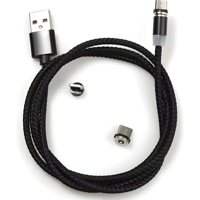 HARAHU Usb зарядно кабел 3в1 с магнитни накрайници - черен kp30706 (30706)