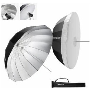 NEEWER 180cm Parabolic Reflective Umbrella for Photography, Studio Umbrella with Silver Interior, Soft Lighting with Diffuser Cover, Bag, Quick-Folding for Camera, Video Light, NS4U - 10103475