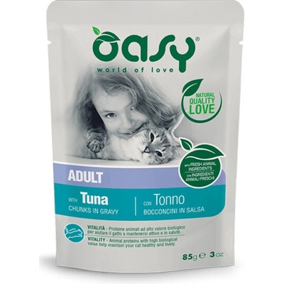 Oasy Cat Chunks in Gravy Adult Tuniak 85 g
