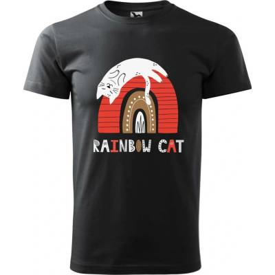 Dobrý Triko pánské tričko Rainbow cat Ebony grey