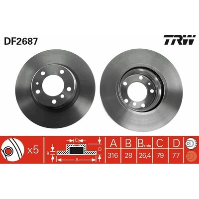 TRW Brzdový kotúč DF2687 sada 2 ks