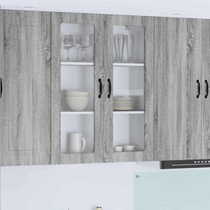 vidaXL Стенен стъклен шкаф PORTO Сив Сонома 80 x 31 x 100 см (885511)