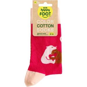 AGIVA Дамски чорапи Agiva Happy Foottopia, Мечета, Памук, Розови, 35-38 размер (AGIVA-200)
