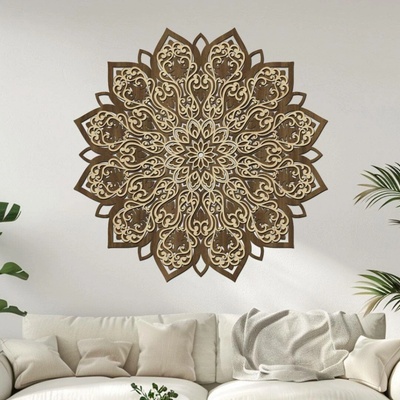 dřevo života 2 vrstvá mandala ROZKVĚTU Rozměry (cm): 60x60, Zvolte barevný dekor: ořech-javor