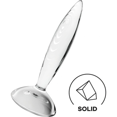 Satisfyer Sparkling Crystal - оребрено стъклено дилдо (прозрачен)
