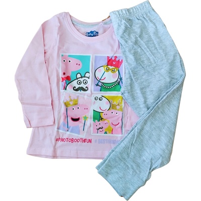 Eplusm Dívčí pyžamo PEPPA PIG čtyři obrazy dlouhé Bílomodrá