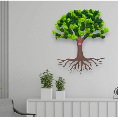 Mechový Strom života 70 cm - Hnědá - ručně stínovaná – Hledejceny.cz