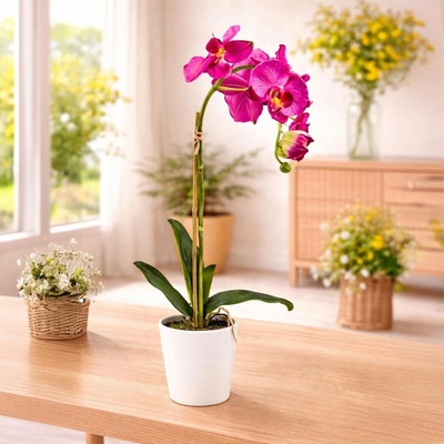 Umělá orchidej v květináči