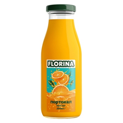 FLORINA 0, 250 СТЪКЛО ПОРТОКАЛ 50%ФЛОРИНА 12бр
