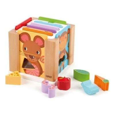 Bigjigs Toys - Куб за сортиране - С какво се хранят животните? (T0209)