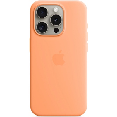 Apple iPhone Silicone Case with MagSafe - оригинален силиконов кейс за iPhone 15 Pro с MagSafe (оранжев) (bulk)