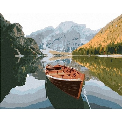 zuty Malování Podle Čísel Dřevěná Loďka Na Jezeře 80 x 100 Cm Plátno Rám