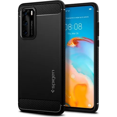 Huawei Силиконов калъф кейс Spigen Rugged Armor за Huawei P40 , черен
