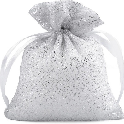 Prima-obchod Dárkový pytlík třpytivý 10x13 cm organza, barva 1 stříbrná světlá