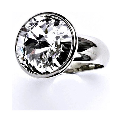 Čištín zlatý se Swarovski čirým krystalem,prstýnek z bílého zlata T 1372