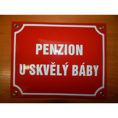 Smaltovaná cedule Penzion U Skvělý báby
