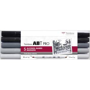Tombow Маркер алкохол ABT PRO Двоен четка 5P-4 Студено сиво (5) (ABTP-5P-4)