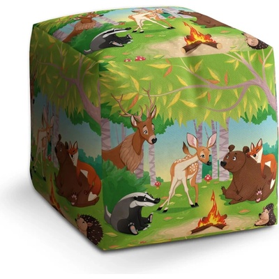 Sablio Taburet Cube Lesní zvířátka 2 - 60x60x60 cm
