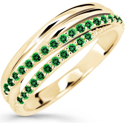 Cutie Diamonds Trblietavý prsteň zo žltého zlata so smaragdmi DZ6716 3352 SM X 1