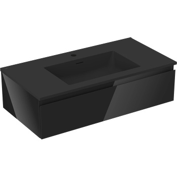 Mexen Orio шкаф за баня 90 см с мивка Otis, 1 чекмедже, черен гланц/черен мат - 91A10-09023-1-BF70-W18M71 (91A10-09023-1-BF70-W18M71)