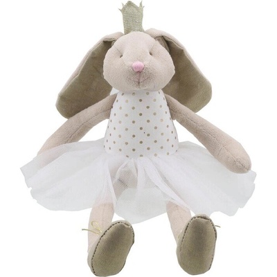 The Puppet Company Парцалена кукла, Зайче с корона, в бяло и златно, серия Танцьорите на Wilberry, 43 см