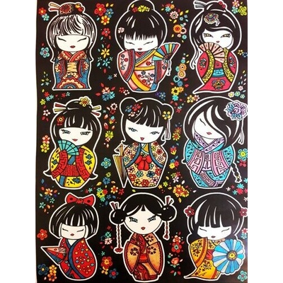 Colorvelvet zamatový obrázok Kokeshi A4