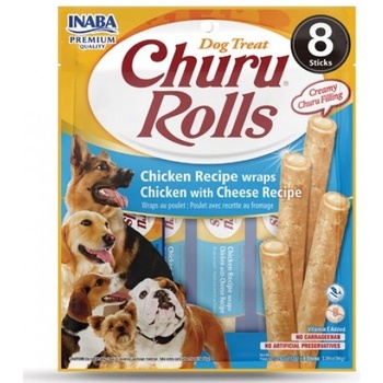 Inaba Foods Churu Rolls - пилешко руло с крем от пиле и сирене, 8 бр х 12 гр, Япония EUD733