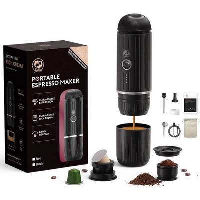 Преносима кафемашина Nomad 3в1, Съвместима с капсули Nespresso, Dolce Gusto и мляно кафе, Батерия 7500mAh, 19 бара налягане (ME2218)