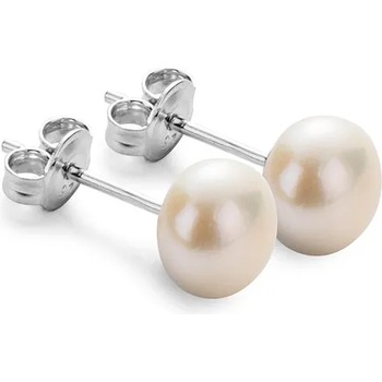 Image 1 of Swan Сребърни обици със сладководни бели перли 8-9 мм E8085W Swan