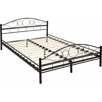 Tectake 404515 kovová posteľ Romance vrátane lamelových roštov čierna / čierna