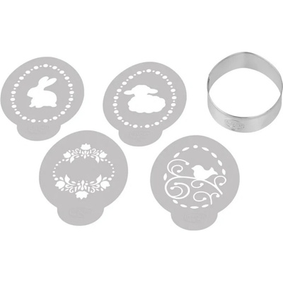 Dr. Oetker Комплект за великденска декорация Dr. Oetker 1879, 5 части, 4 декорации, 1 формичка, Неръждаема стомана, Сребрист (1879)