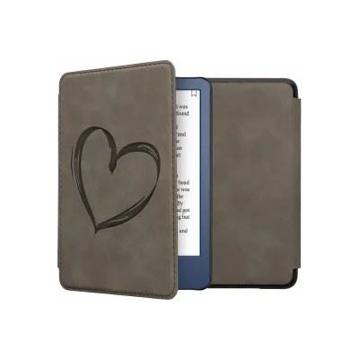 kwmobile Флип калъф с дизайн сърце за Amazon Kindle (2022) - сив