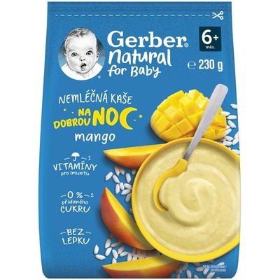 Gerber Natural bezmliečna KAŠA Dobrú noc Mango 230 g
