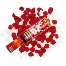 Vystreľovacie konfety červené lupene a biele srdiečka 30cm