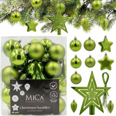 Mica Decorations Vianočná guľa zdobená, Vianočná Guľa hladká, Čuby, Sady vianočná guľa 20 cm 40 ks