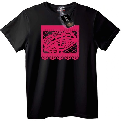 NOONEBRAND Тениска Розов skull с цветя - L, Black