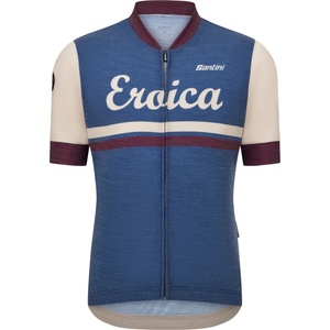 Santini Мъжка фланелка с къс ръкав за колоездене Santini Eroica Iris Cycling jersey - Avio (056-4378-0111)