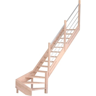 StarWood Schody Mykonos Pro bukové pravé 90cm otevřené dřev. nerez. zábradlí