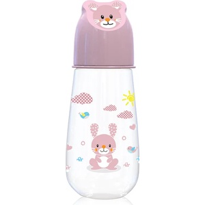 Baby Care Бебешко шише с релефна капачка Lorelli - Baby Care, Animals, 125 ml, Blush Pink (10200750002)