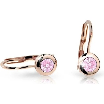 Danfil dětské náušnice C1537 z růžového zlata s kamínkem Pink zapínání klapka